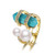 Bohemian Style Crystal and Pearl Ring