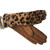 Brown Leopard Print Suede Gloves