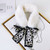 Faux Fur Collar Polka dot Silk Scarf1