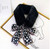  Faux Fur Collar Polka dot Silk Scarf3