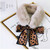 Faux Fur Collar Polka dot Silk Scarf5