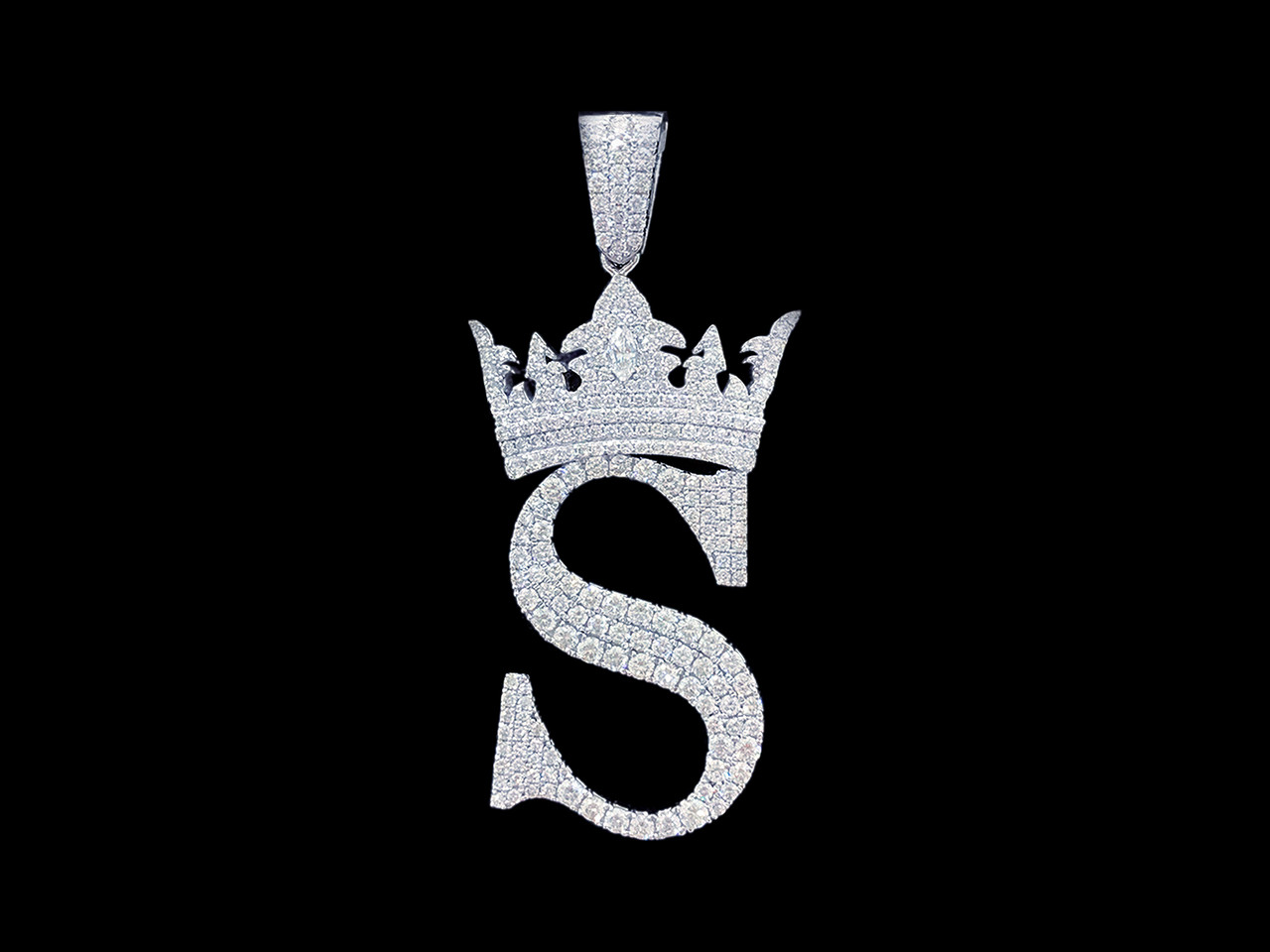 initial S CROWN pendant - Michael H Jewelry Inc