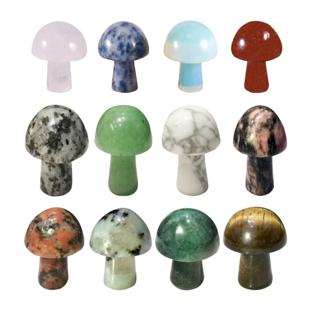 20PCS Mini Mushroom Charming Gemstones Figurine Stripe Stones Crafts  Healing Crystal Statue Wholesae Bulk 15*20mm