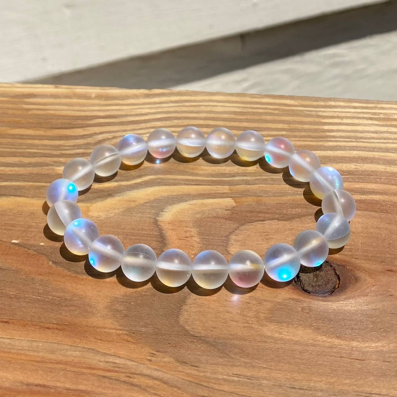 Buy DIY Bracelet Kit Emerald Moonstone Aura Glass Beads Iridescent