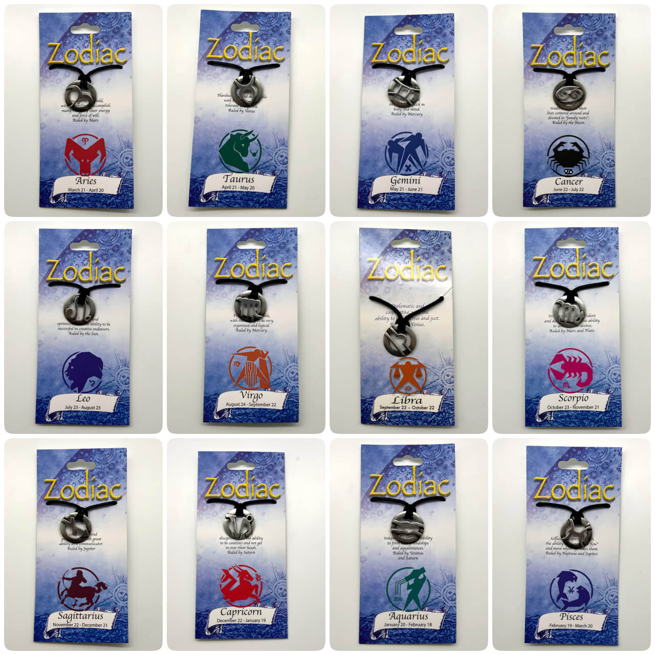 Zodiac Pendant Pewter Necklace - Ice Imports