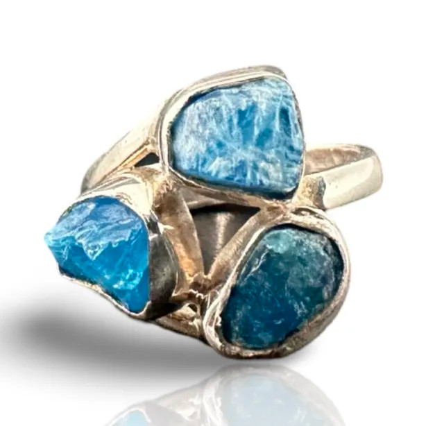 Ring Neo Turquoise Stone Triple Neon Apatite Ring Ice Imports