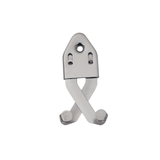 Polished steel sword hanger with an adjustable bracket design, featuring a central mounting hole and crossed arms for support.
