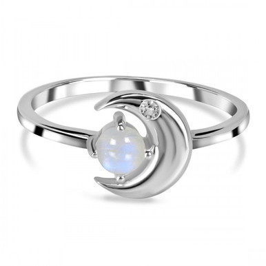 Rainbow Moonstone Ring - Moon