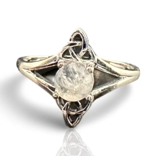 Rainbow Moonstone Ring - Triskele