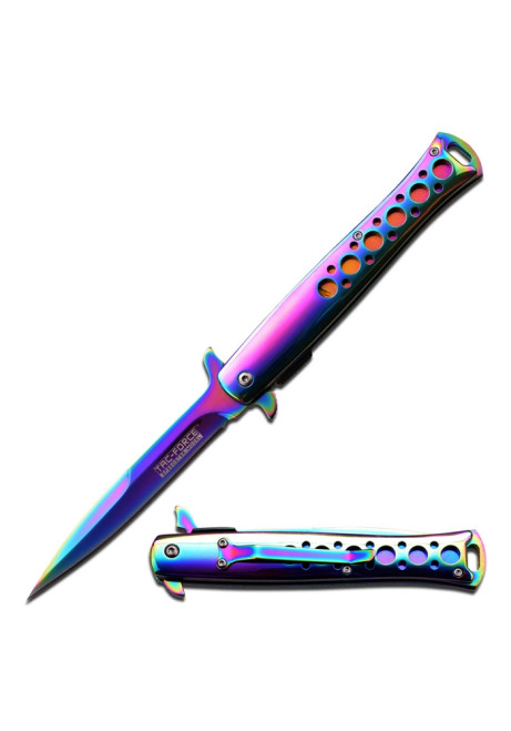 Slim Metallic Rainbow Pocket Knife