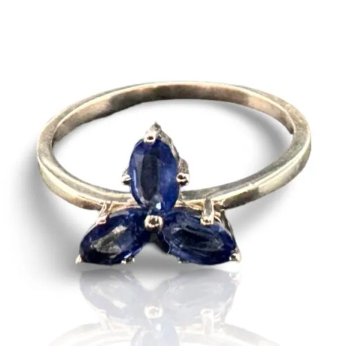 Blue Kyanite Tri-Stone Ring