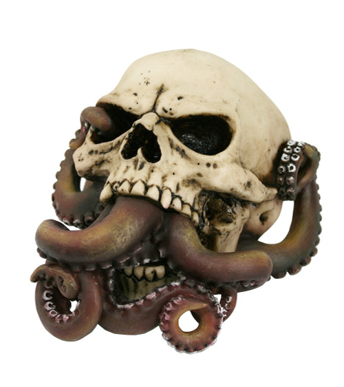 Skull octopus figurine with tentacles, gothic ocean horror decor collectible
