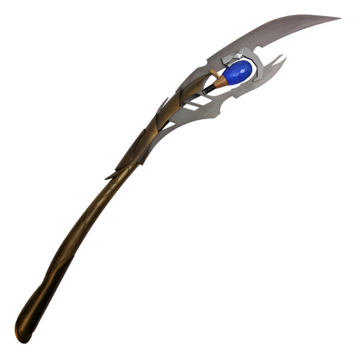 Loki's Staff, featuring a blue gem at the top and a gold-colored handle.