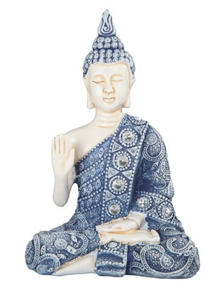 Decorative Buddha statue in detailed blue design, perfect for meditation and relaxation spaces