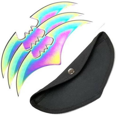 Set of Three Rainbow Bat Throwing Knives