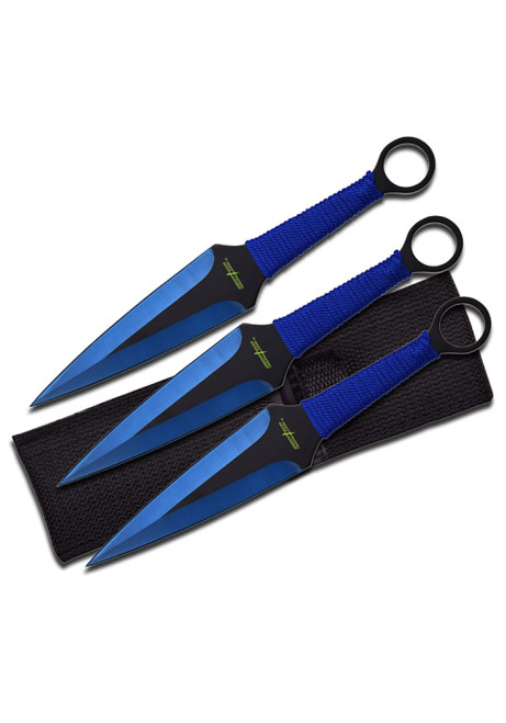 Blue Blade Throwing Knives Set of 3