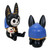 Side and back view of the resin figurine showing the Egyptian Anubis costume, blue cape, black ears, and small mummy companion statue.