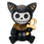 Black figurine with a skeletal face and large cat ears, adorned with an Egyptian-style collar and holding an ankh.
