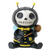 Whimsical resin figurine of a bee with a skull-like face, wearing a black and yellow outfit, holding a honey dipper, and featuring blue wings.