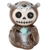 Brown resin otter figurine with a skeleton face, large black eyes, and a light blue seashell held in its paws