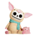 Cute pig resin figurine with a skull face, large black eyes, and a blue scarf sitting beside a smaller pink pig companion