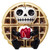 Cute Pancake Furrybones skeleton figurine with waffle design, whipped cream, and strawberry topping.