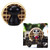 Back and outdoor display views of the Pancake Furrybones figurine featuring a skeleton inside a golden waffle holding whipped cream and strawberries.