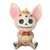 Front view of a cute Chihuahua skeleton resin figurine wearing a colorful Mexican sombrero, Furrybones collectible dog statue.
