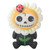 Front view of a Daisy Furrybones flower figurine with white petals, a yellow center, a cute skeleton face, and a red ladybug accent.
