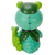 Back view of frog-themed resin figurine showing the stitched turquoise hood, skeleton pattern, and collectible details.