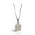 A rough sterling silver necklace with a natural rainbow moonstone pendant, featuring a delicate chain and a translucent stone.