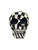 Front view of a resin skull figurine with a black and white diamond checker pattern, featuring detailed teeth and hollow eye sockets.