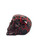 Side profile of a black and red cracked skull resin figurine showcasing textured volcanic-inspired design and gothic accents.