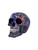 Angled view of a cold-cast resin Starry Sky Skull statue displaying celestial-inspired artwork, glossy finish, and detailed teeth.