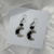 Silver Crescent Moon Earrings with Blue Goldstone Stones