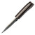 Blacksmith-style hunting knife: dark, full-tang blade, rough texture, dark brown wooden handle with a light central strip.