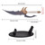 A Solo Leveling Kasaka's Venom Fang Dagger, 60cm long with a white handle, bronze crossguard, and a dark purple blade with gold patterns and a hooked edge, is shown with a black 34.5cm display stand.