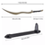 An informational graphic showing the Bloodhound's Fang curved greatsword replica from Elden Ring. The full length of the sword is measured at 46.45 in (118 cm). The image also shows a black wooden display stand, which is 22.83 in (58 cm) long, confirming the product's dimensions and inclusion of a stand.