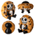 A four-panel collage showing different views of the "Choco Chip" Furrybones collectible figurine. The figurine features a stylized skeleton sitting inside a large, circular, textured chocolate chip cookie costume.