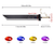 Replica Buster Sword with a black and silver blade, featuring four colorful inset Materia gemstones and a tan-wrapped handle with ribbons.