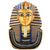 Luxurious King Tut Egyptian mask sculpture featuring gold finish, cobra emblem, and traditional pharaoh headdress decor