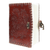 Floral embossed leather notebook with antique lock, rustic brown journal for writing and sketching