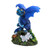 Cute blue dragon statue with wings spread, sitting on floral forest base – whimsical fantasy ornament