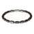A minimalist black bead bracelet featuring polished, cylindrical hematite stones and tiny spacer beads, completed with a sleek gold magnetic clasp