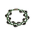 A fashionable bracelet designed with layered green seed beads and dark black stone elements, featuring an easy-to-use magnetic clasp.