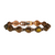 Handcrafted mixed-metal magnetic therapy bracelet with gemstone cabochons. This detailed jewelry piece is shown flat, highlighting the intricate pattern of bezel-set tiger's eye and green gemstones in dark, aged metal links, contrasting with the bright, polished copper central clasp and magnetic shield sections
