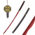 Elden Ring Rivers of Blood katana cosplay sword replica featuring a textured crimson red blade, detailed gold hand guard, and a matching black and red scabbard.