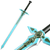 Foam replica sword resembling the "Dark Repulser" from Sword Art Online, featuring a light blue blade and ornate hilt with turquoise and green details.