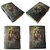 Multiple angles of the Green Forest Spirit leather journal showing detailed forest artwork and textured leather cover
