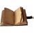 Open Sun and Moon Premium Leather Journal displaying blank handcrafted deckle edge paper pages and antique leather flap closure.